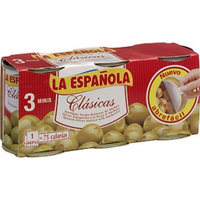 LA ESPAÑOLA aceitunas rellenas de anchoa pack 3 latas 50 grs